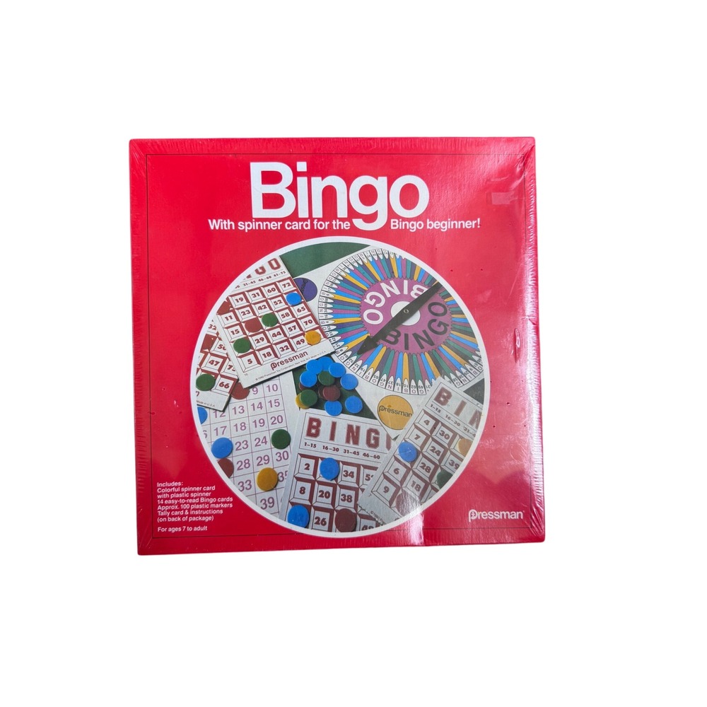Pressman Bingo Game with Spinner Card 1165 Made in USA New Factory Sealed